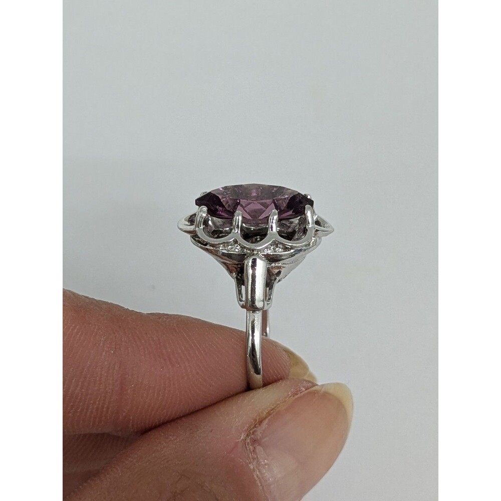 Vintage  Purple Stone Sterling Silver Ring Size 5 Adjustable (Up to 7) - Picture 2 of 7